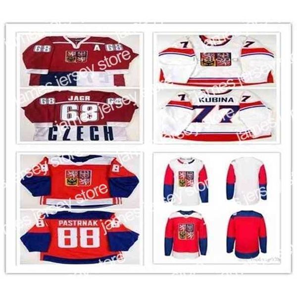 College Hockey Wears Nik1 Customize Team Czech republic #68 Jaromir Jagr David Pastrnak Pavel Kubina DOMINIK HASEK Hockey Jersey