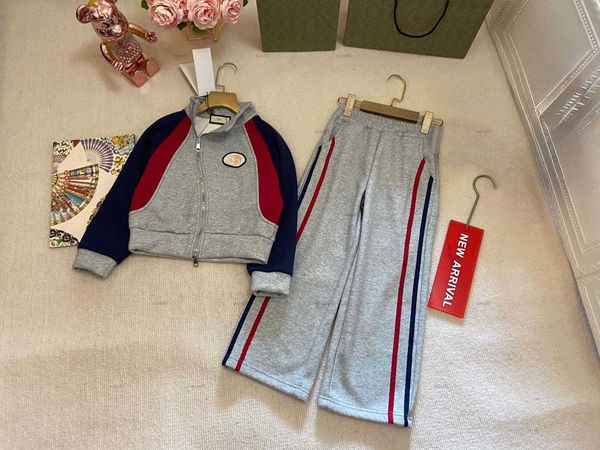 Brand baby coat suit autumn Tracksuits boy girls Sports suit kids designer clothes Curved zipper design jacket and elastic waist pants