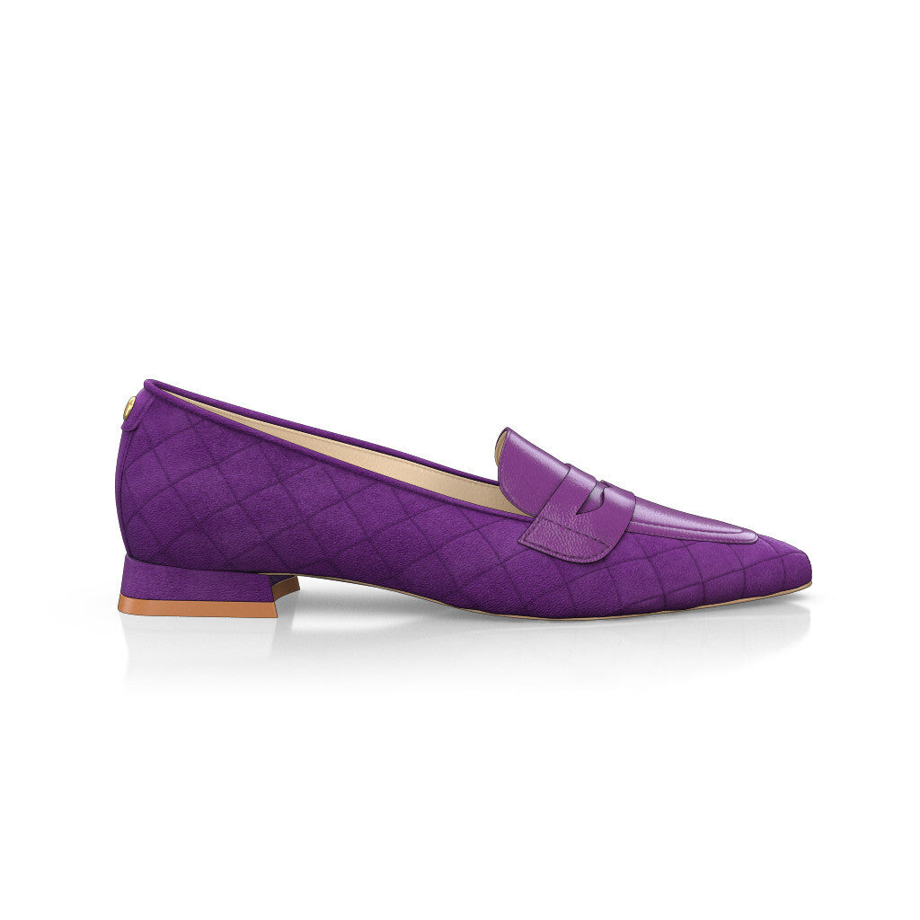 Chaussures plates pointues Femme Faites main en Italie en Cuir Améthyste Violet - Sur Mesure, Petit, Perles, Enfiler - GIROTTI