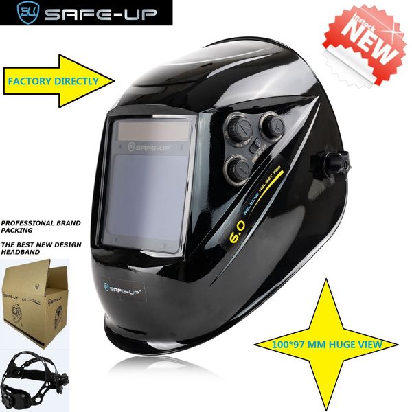 Welding Helmets SAFEUP 100*97 MM Viewing Size MIG MAG TIG TRUE Color 4 Sensors Solar Cell Powered Auto Darkening Welding Helmet Mask 230721