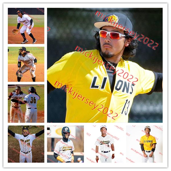 Arkansas Pine Bluff Golden Lion Baseball Jersey Custom Stitched Mens MicKyren Bentley Lawrence Noble Grant Devecsery Maurice Edwards UAPB Je