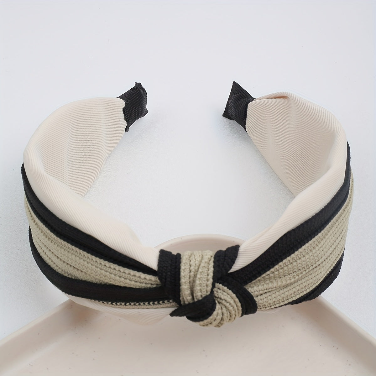 TEMU 1pc Elegant Vintage-inspired Wide Knit Headband With Chic – Stretchy Polyester Hair Accessory For Women, Casual Attire And Parties, In