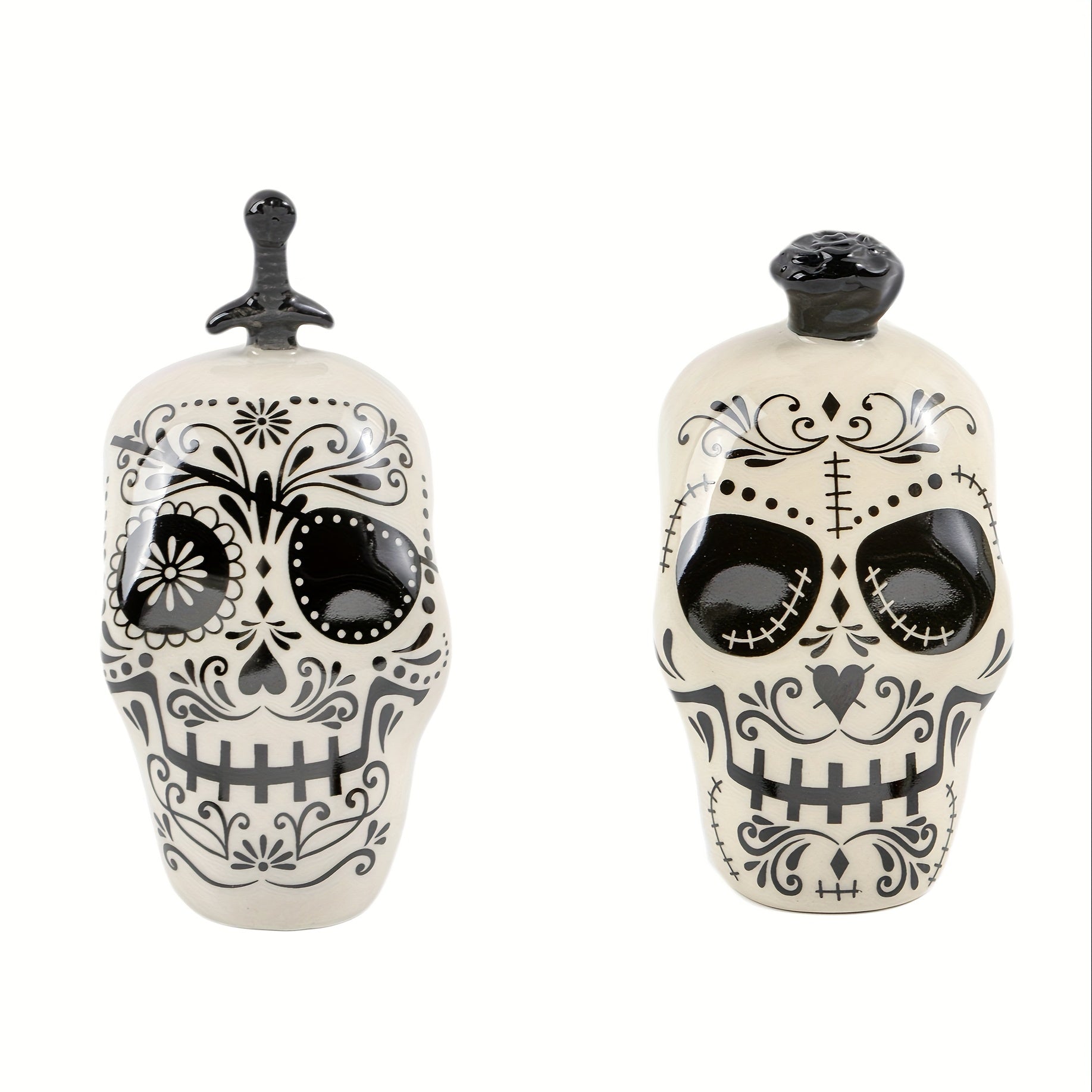 TEMU Ceramic Salt And Pepper Shakers Set, 2pcs, Halloween Sugar Seasoning Bottles, Kitchen Table Decor, Spice Containers, -themed For Bbq, Picnic,