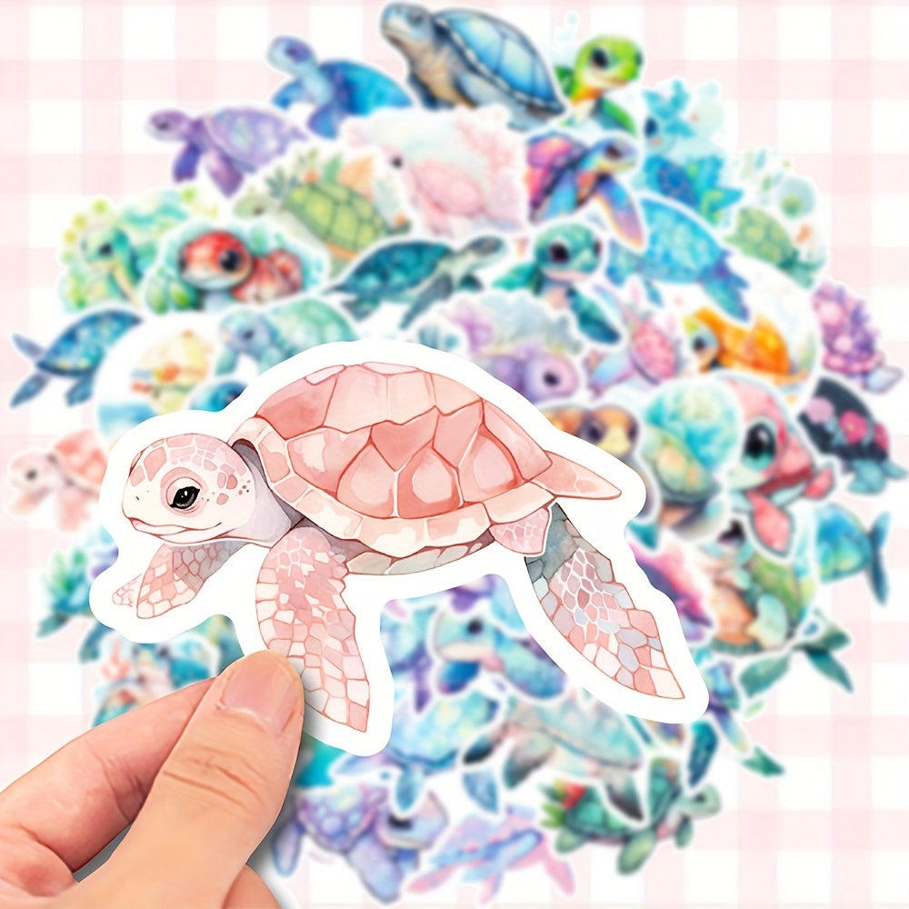 TEMU 50pcs Vinyl Sea Turtle Stickers, Waterproof Graffiti Decals For Diy Scrapbooking, Guitar, Laptop, Helmet, Skateboard, Luggage, Phone, And