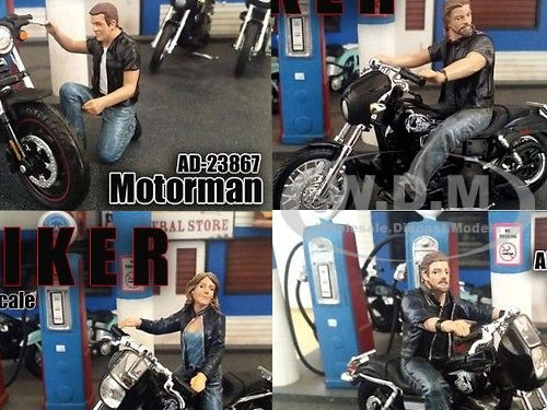 Bikers 4 piece Figurine Set for 1-18 Scale Models by American Diorama