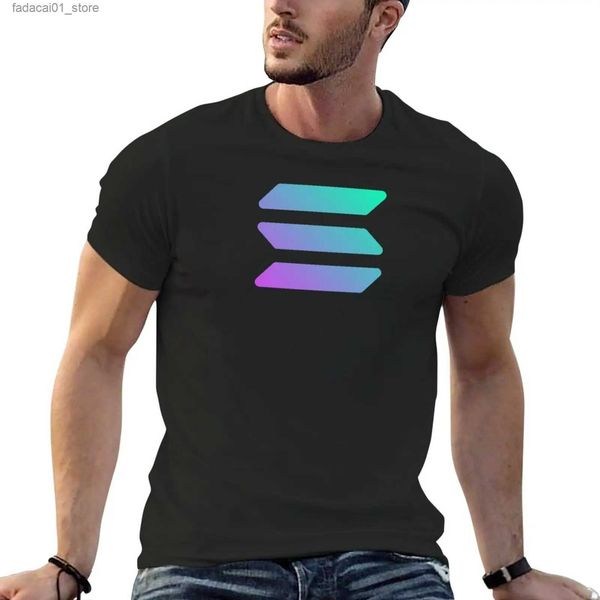Men&#039;s T-Shirts New Solana Crypto SOL Cryptocurrency T-shirt Short sleeved Anime Clothing Mens Cotton Q240426