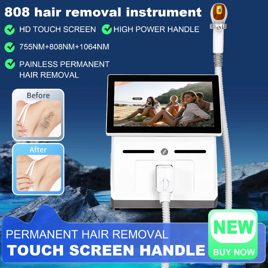 Advanced Diode Laser Epilator 755 808 1064NM 3 Wavelengths Ice Platinum Cooling For Smooth Hair Free Skin Hair Removal Machine