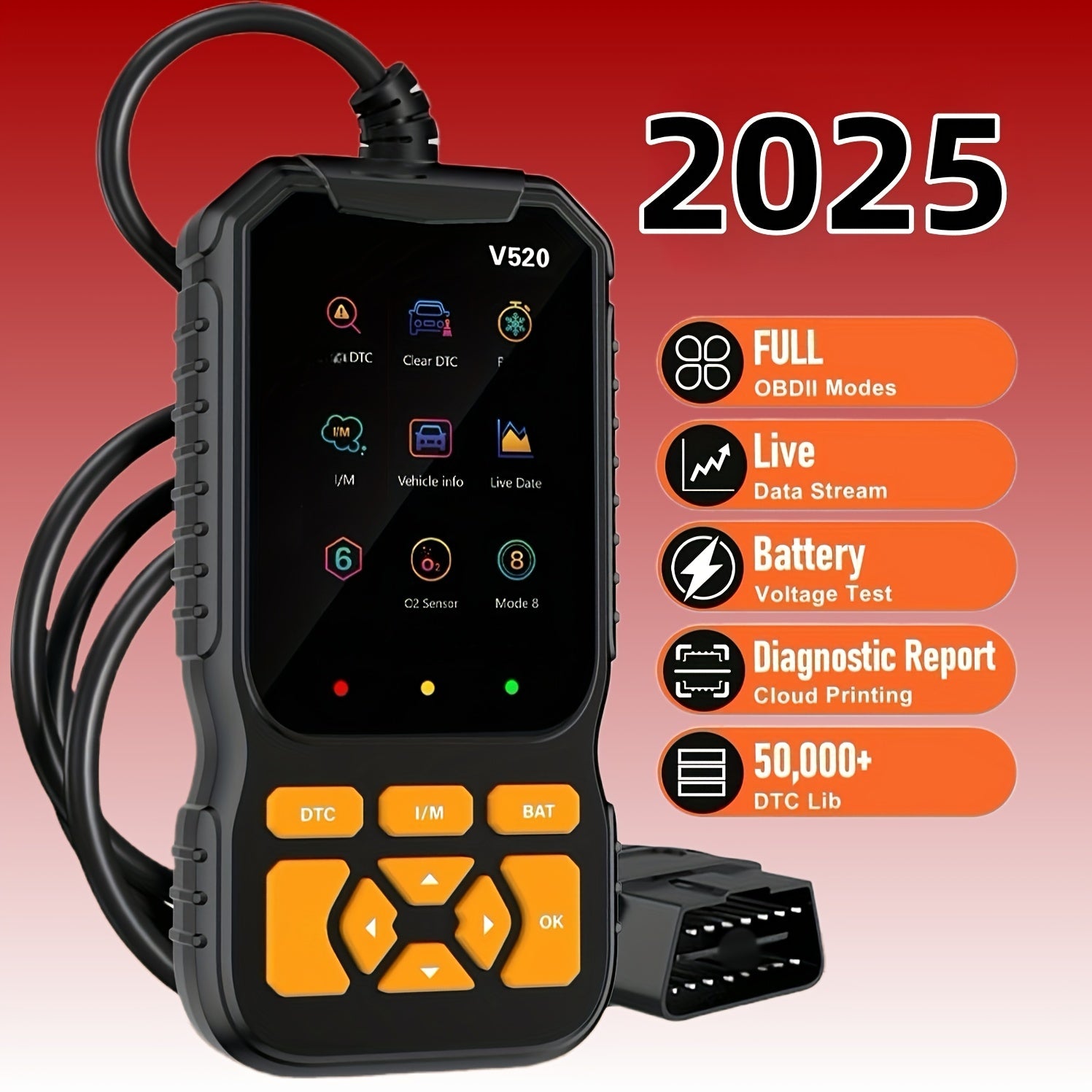 TEMU 2025 Advanced Obdii-eobd Car Diagnostic Scanner, Complete Function, Engine Fault Code Reader And Reset, Fast Code Reader With Real-time , 35901
