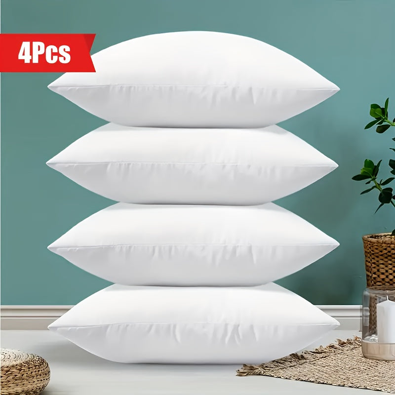 TEMU 4 White Diy Heat -transfer Pillowcases, 18x18 Inches - Soft And Breathable Polyester Covers With Zipper Closure, Home Decoration And Creative