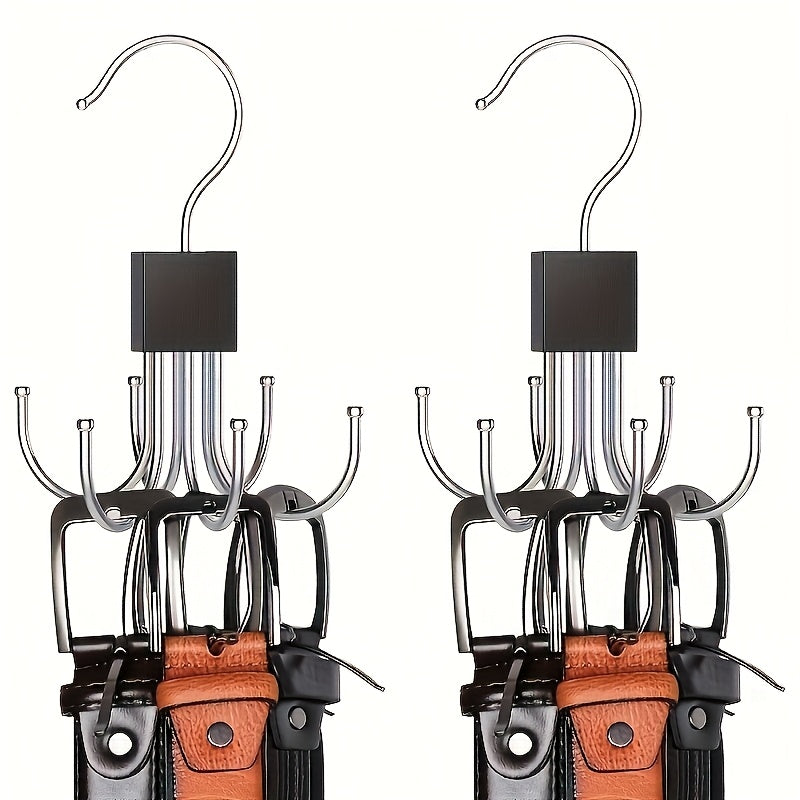 TEMU 2pcs Of 6 Claw Rotating Multifunctional Hooks: Clothes, Hats, Scarves, Wardrobe Storage Hooks - Door Hooks - Bag Hooks - Wooden Polished Surface