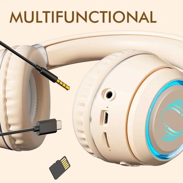 Wireless Headsets Over-Ear HIFI Earphones Scalable Folding Head Band Buttons Control Headphones For Smart Phone Computer Laptop M240729