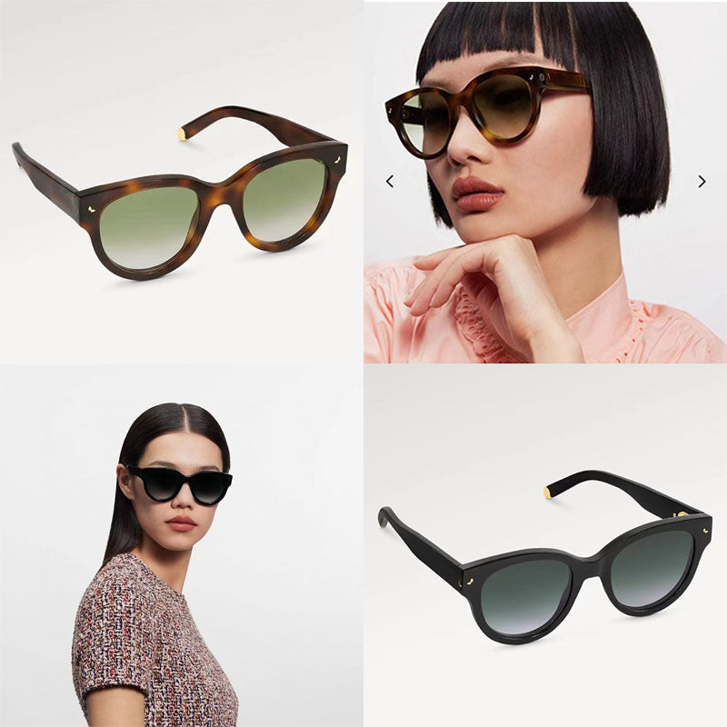 Monogram Soft Cat Eye sunglasses classic acetate round frame temple with logo flower mirror legs with metal decoration at the tail Z1526W fashionabl