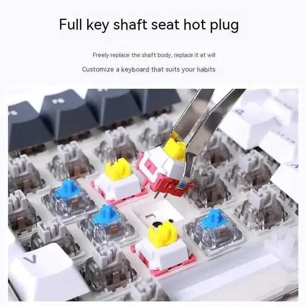 Keyboards AULA F87 Pro Mechanical Keyboard 2.4g-Usb-Bluetooth Tri Mode Wireless 87 Key Rgb Pbt Gasket 5 Layer Silencing Full Key No Impact z