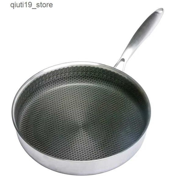 Pans 20-26-28CM baking tray food grade 304 stainless steel rodless baking tray honeycomb bottom induction cookware gas stove ordinary Wok J2