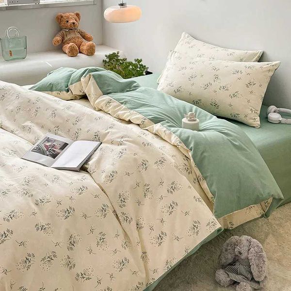 Cotton Bedding Set Floral Rabbit Ins No Filler Duvet Cover Flat Sheet case Full King Size Soft BedSpread Home Textile Y250122