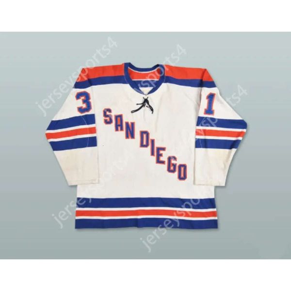 Gdsir Custom ERNIE WAKELY 31 WHA 1975-76 SAN DIEGO MARINERS HOME HOCKEY JERSEY NEW Top Ed S-M-L-XL-XXL-3XL-4XL-5XL-6XL