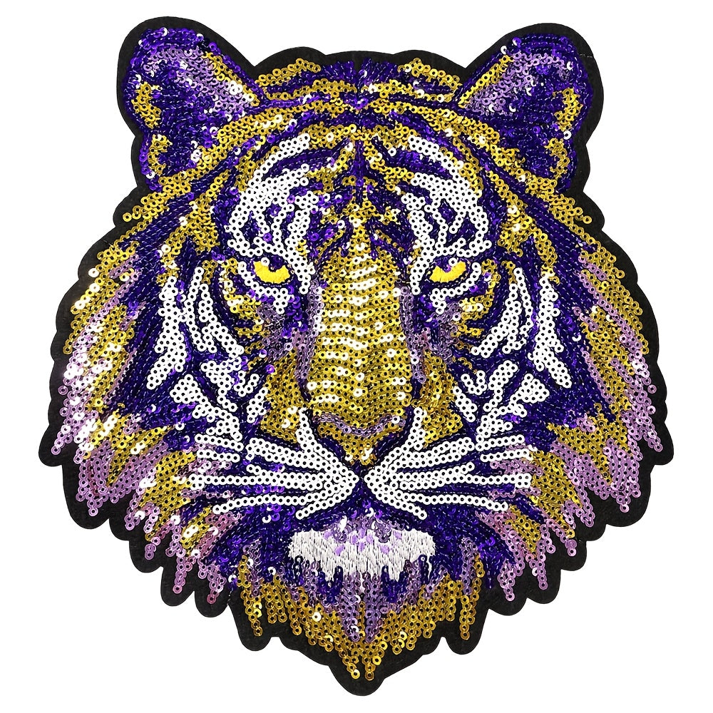 TEMU 1pc Men's Clothing Tiger Large Size Ironing Patch, Hot Melt Adhesive Patch, Suitable For Decoration, Jacket Sweater, Backpack Vest, Handmade Art