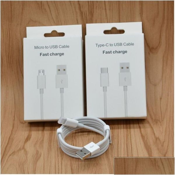 Cell Phone Cables S Charging Type C 1M High Speed Usb Micro Usb-C Data Sync Charger White 3Ft 2.1A Drop Delivery Phones Accessories Dhfwb