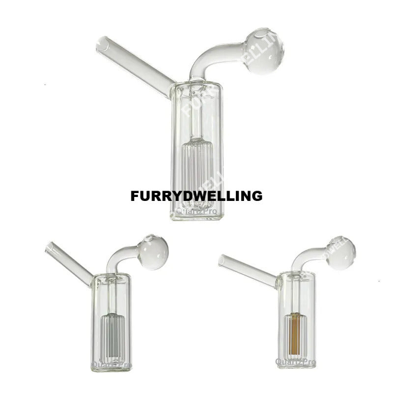 Dwe74 Quartzpro Bubbler Oil Burner Mini Glass Bongs Percolator Diffuser Water Pipes Hookah Bong Bubblers Recycle Filter Portable Smoking Dab Rigs De