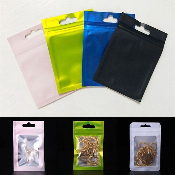 Empty Matte Zipl Bags Aluminum Foil Hologram Waterproof Zipper Reclose Storage Bag Jewelry Nail Beauty Bracelets Package packaging