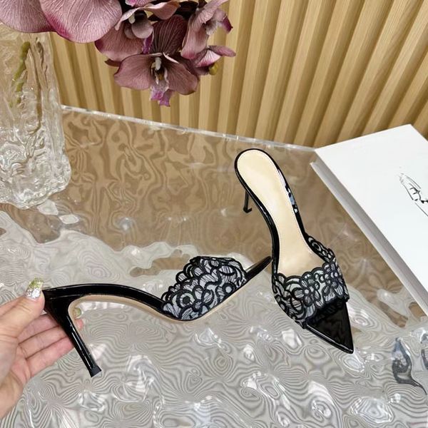 Pointed sandals, women&#039;s high heels, slippers, shallow water beach leisure, indoor full set of accessories, summer slippers 35-43