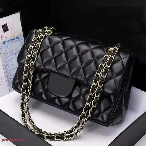 bags Fashion Designer women Chain Bag plaid flap caviar shouder handbag gold sier chain double letter solid color buckle square stripe lady