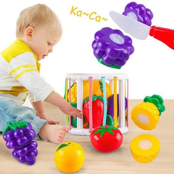 2 in 1 Montessori Baby Toys Cut Fruit Sensory Development Learning Educational Toy Colorful Block Sorting Game for Babies InfantY240821