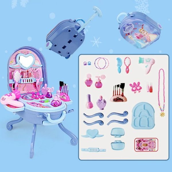 36Pcs Kids Makeup Kit for Girls Playing Make Up Set Toy for 3 4 5 6 7 8 9 10 Years Old Girls Pretend Dress-Up Beauty Set