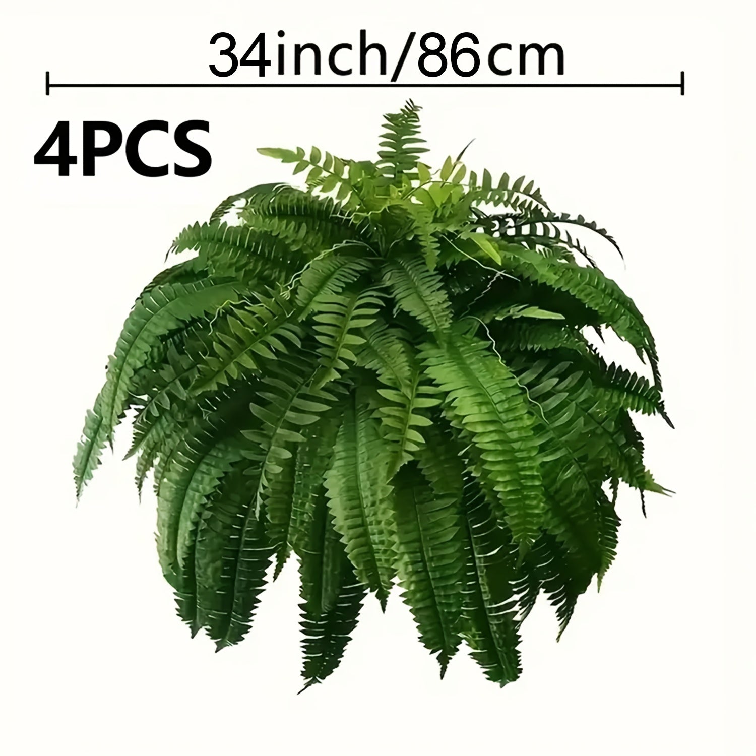 TEMU 4 Large Boston Fern Greenery, 34-inch Artificial Plant, Suitable For Outdoor Use, Home Office, Garden Porch Barn Decoration, Wedding Anniversary