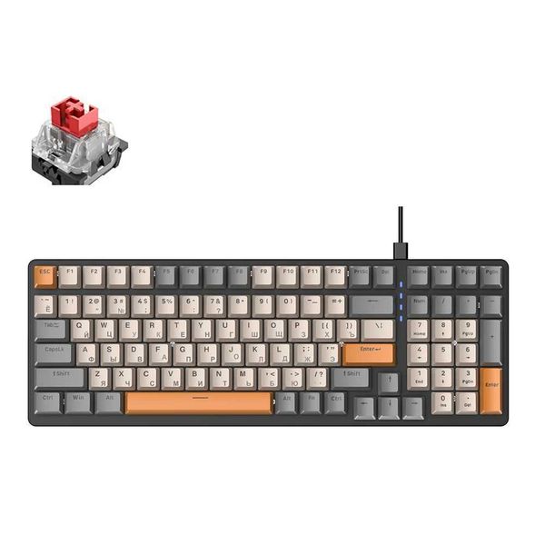 K3 Mechanical Gaming Keyboard Red-e Switch 100 Keys Wired Mechanical Keyboard USB Charging Wired for Game Laptop PC RussianXJ241225