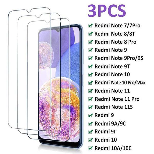 New Arrival 3Pcs Protective Glass For Redmi Note 9 10 11 Pro Max 9s 10s Tempered SCREEn Protector Redmi 10A 9T 9A 10C 9C Glass Film T250116
