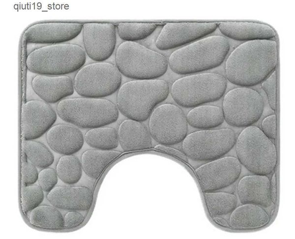 Bath Mats U-shaped coral velvet floor mat thick memory foam pebble floor mat entrance carpet fast drying foot mat anti-skid J241206