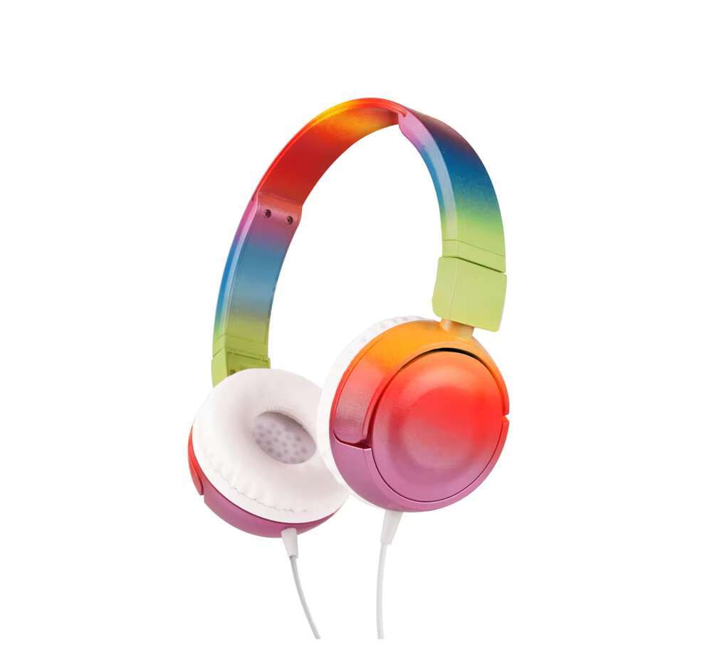 Cool Rainbow Design Stereo Headphones 3.5mm Interface Music Pops Wearable Headset New Gift Idea