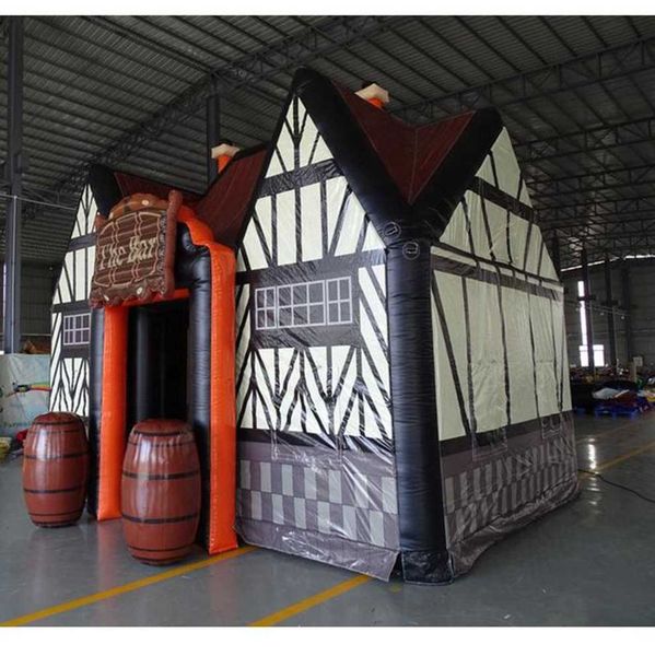 8x5m traditional english local inflatable pub bar tent irish bars with casks full printing for party