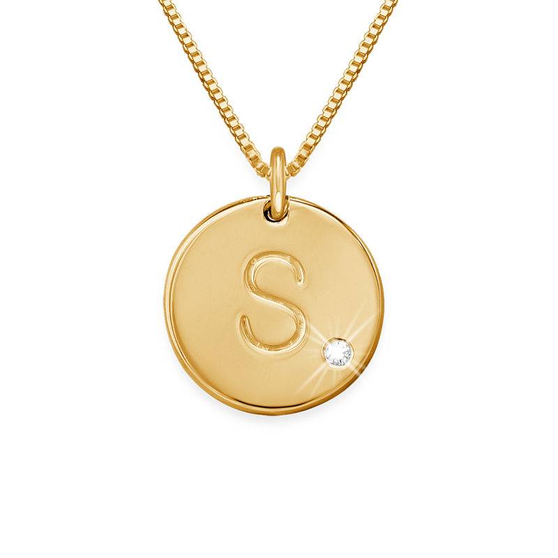 18ct Gold Vermeil Charm Necklace with Initial and Diamond