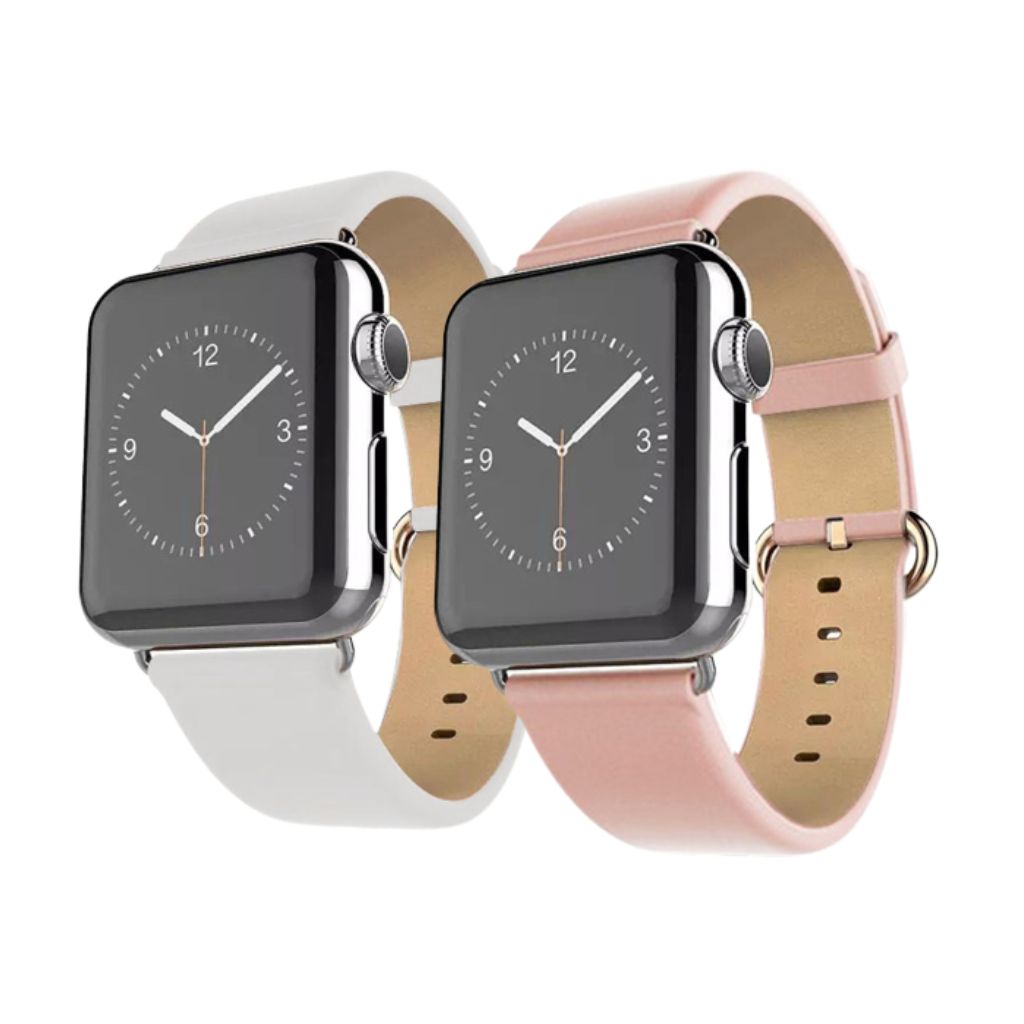 Waloo® Leather Grain Band for Apple Watch (2-Pack) - 38mm - White - Pink