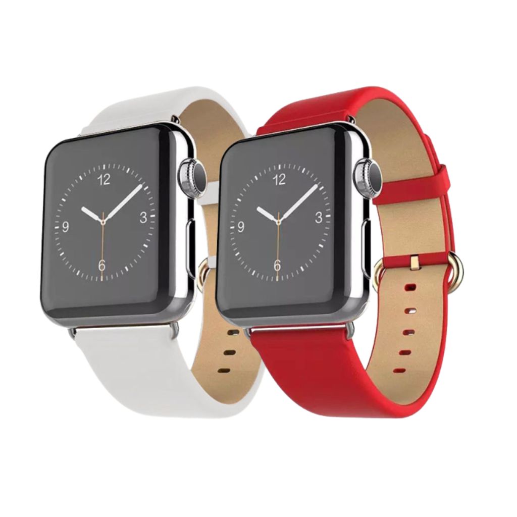Waloo® Leather Grain Band for Apple Watch (2-Pack) - 38mm - White - Red