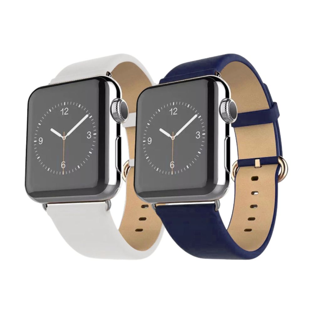 Waloo® Leather Grain Band for Apple Watch (2-Pack) - 38mm - White - Navy