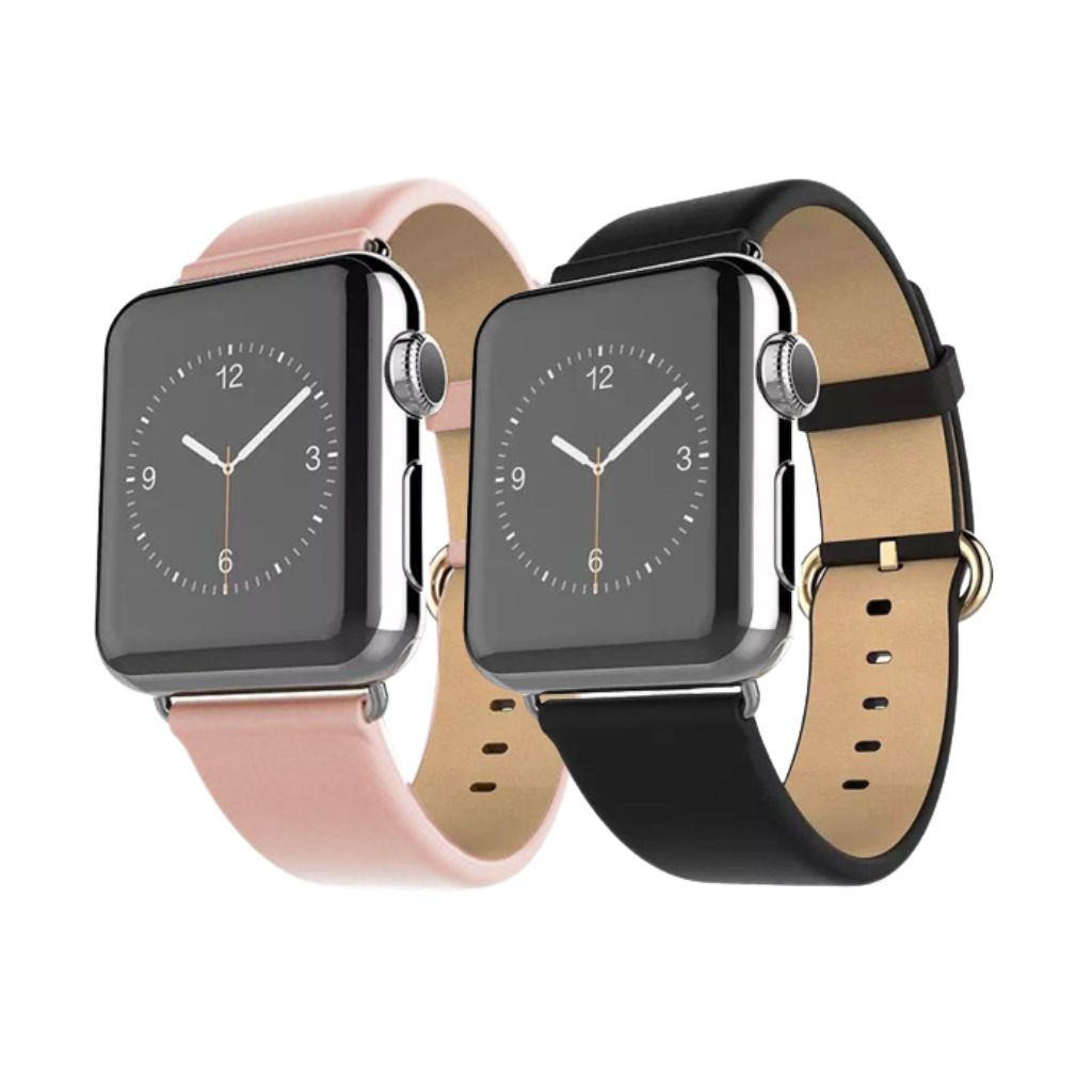 Waloo® Leather Grain Band for Apple Watch (2-Pack) - 38mm - Pink - Black