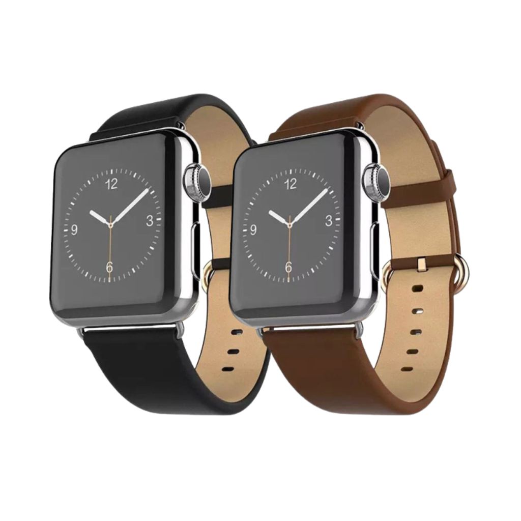 Waloo® Leather Grain Band for Apple Watch (2-Pack) - 38mm - Black - Brown