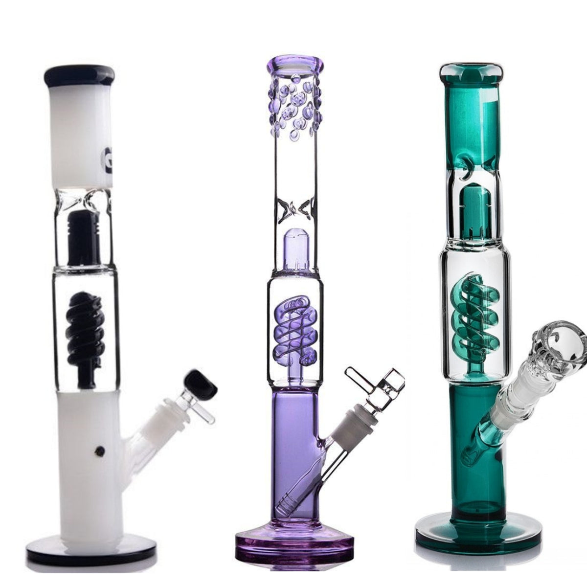 Purple hookahs Twist Bong with diffused downstem and 14mm bowl straight pipe glass bong Straight tube smoking Pipe oil dab rigs