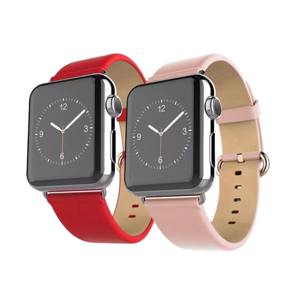 Waloo® Leather Grain Band for Apple Watch (2-Pack) - 42mm - Red - Pink