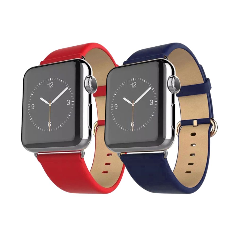 Waloo® Leather Grain Band for Apple Watch (2-Pack) - 42mm - Red - Navy