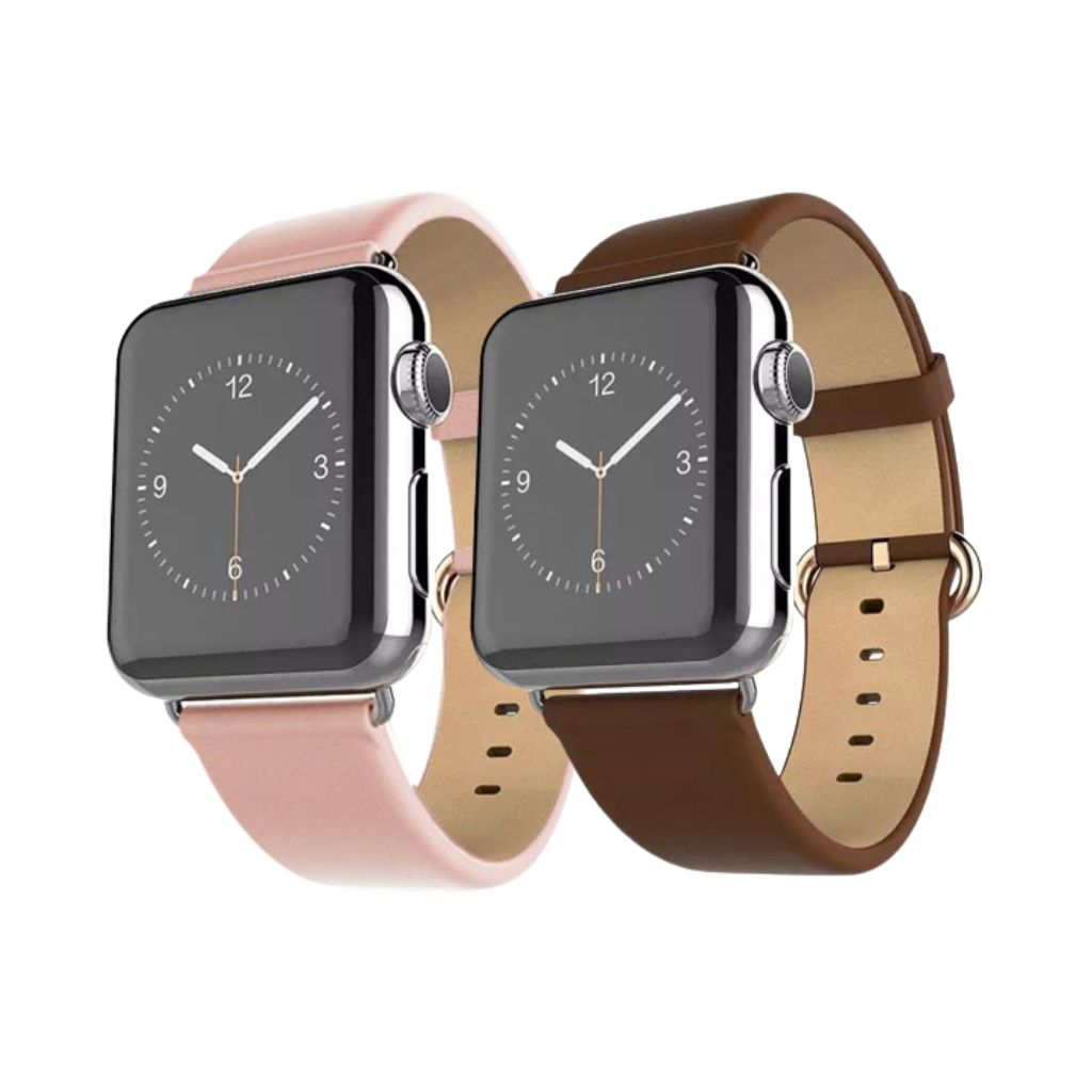 Waloo® Leather Grain Band for Apple Watch (2-Pack) - 42mm - Pink - Brown