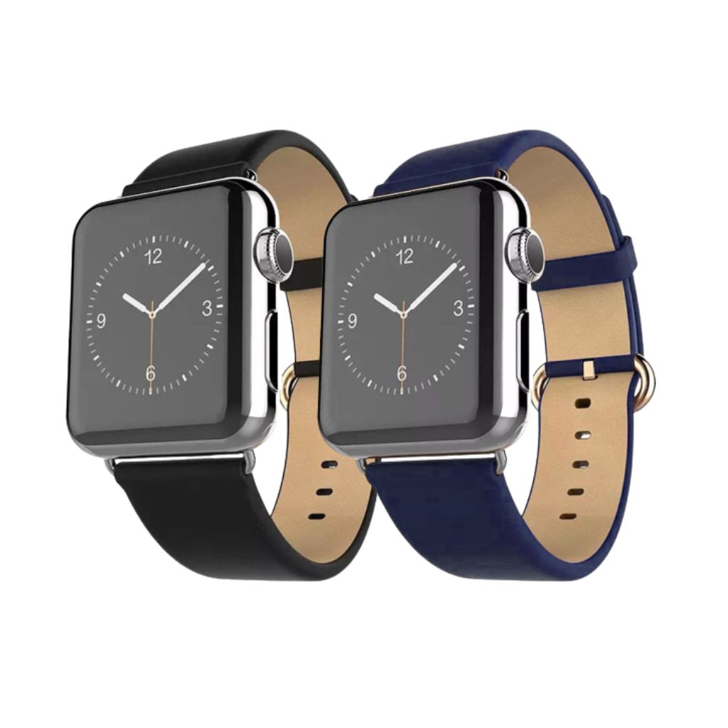 Waloo® Leather Grain Band for Apple Watch (2-Pack) - 42mm - Black - Navy