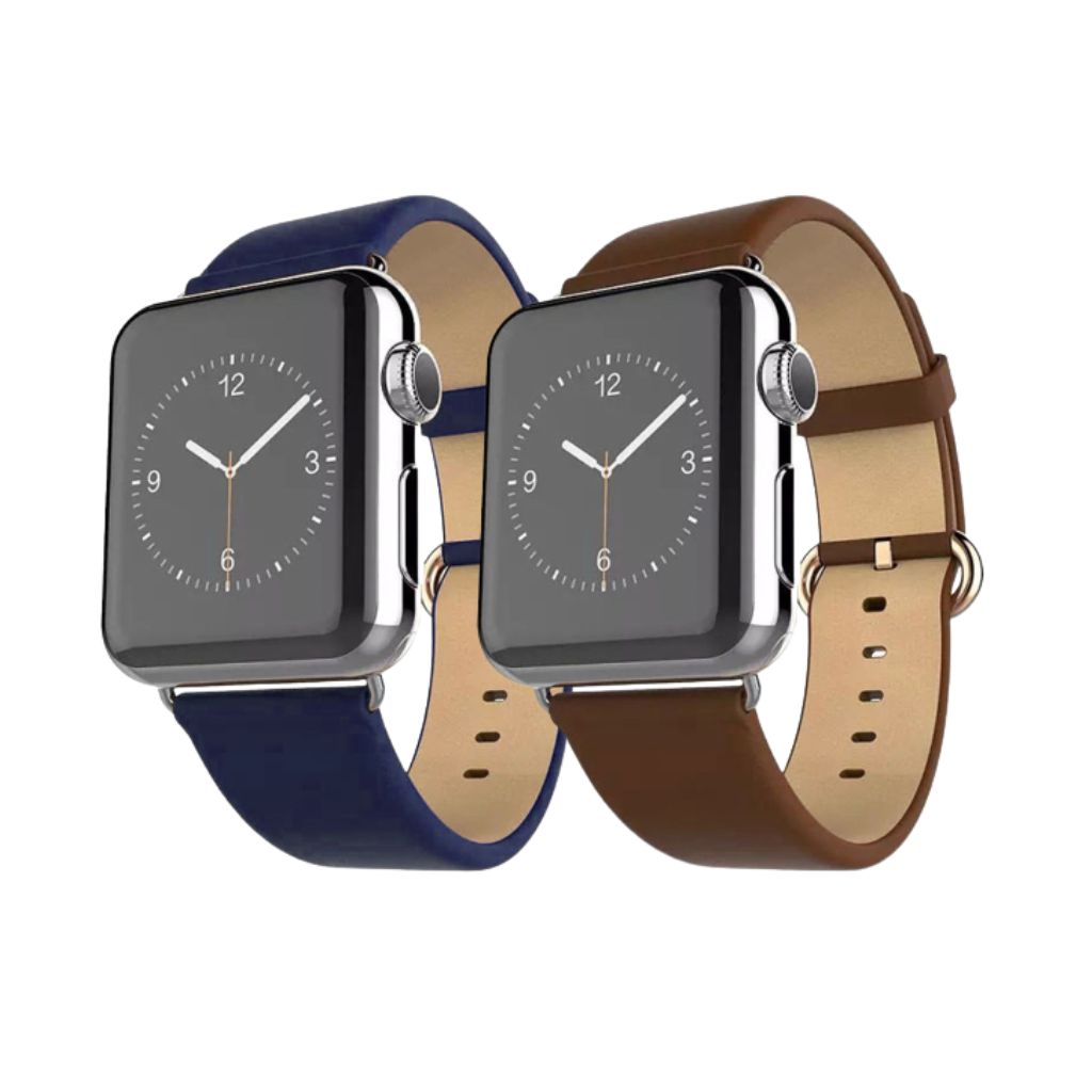 Waloo® Leather Grain Band for Apple Watch (2-Pack) - 42mm - Navy - Brown