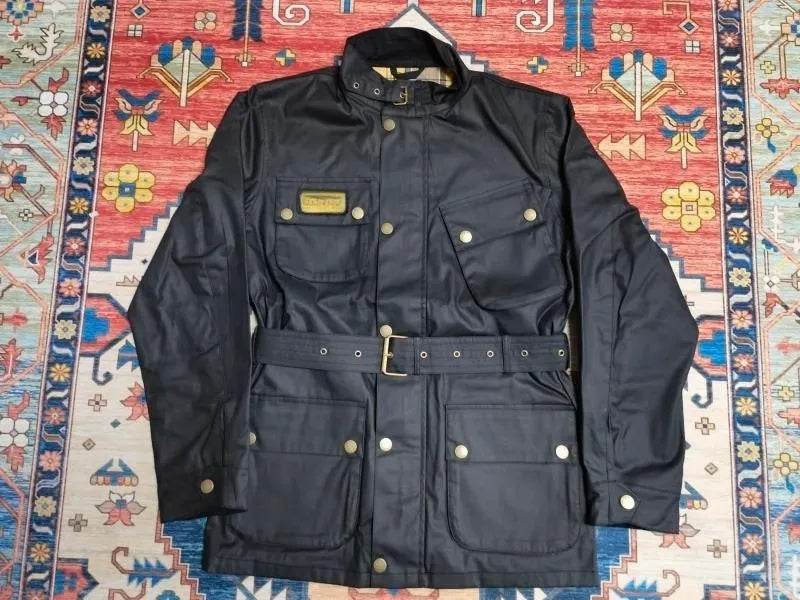 Men&#039;s Leather Jacket For Spring and Autumn Standing Collar Waxed Windbreaker Oil Wax Jacket Men&#039;s Brand Outerwear Coats