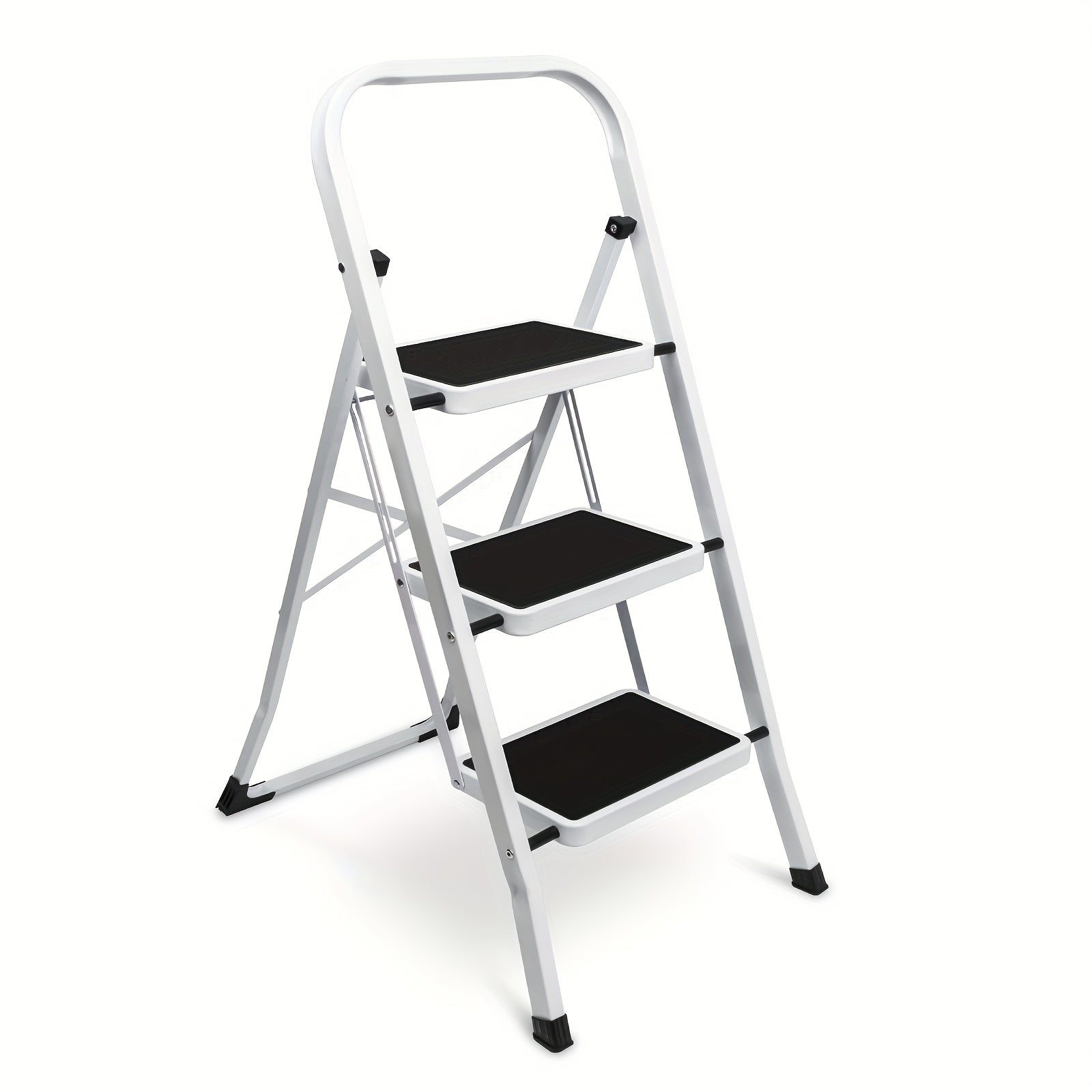 TEMU 3 Step Ladder, Folding Step Stool With Wide Anti-slip Pedal, 500lbs Sturdy Steel Ladder, Convenient Handgrip, Lightweight, Portable Steel Step