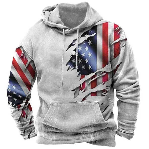 3D Impresso American Flag Compoled Mens Ardente Sportswear Harajuku American Padrão Americano de Manga Lonja de Streetwear Casual Personaliz