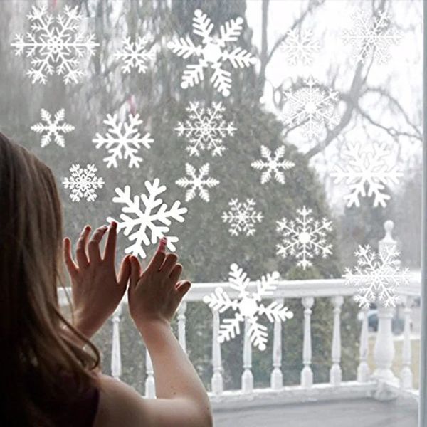 38 PcsLot Snowflake Electrostatic Wall Stickers Window Kids Room Christmas Decoration Decals For Home Decor Year Wallpaper 241107